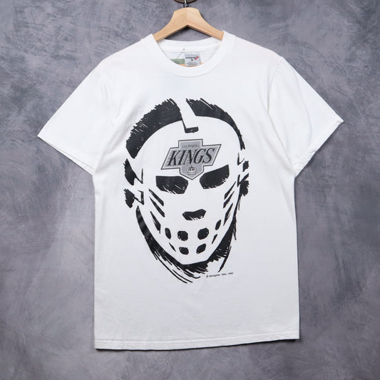 1990 White LA Kings Goalie Mask Shirt 5386