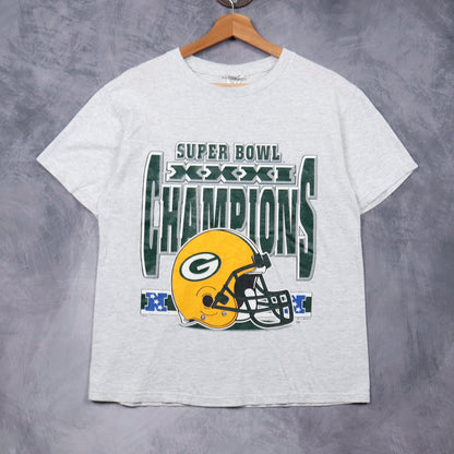 1997 Grey Green Bay Packers Super Bowl XXXI Champions Shirt 6720