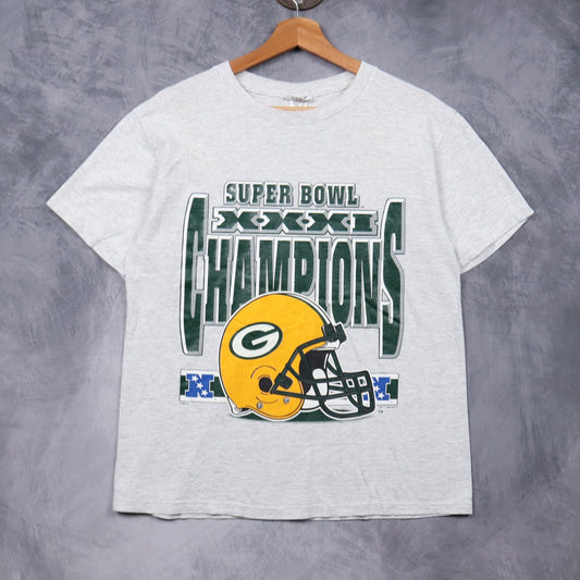 1997 Grey Green Bay Packers Super Bowl XXXI Champions Shirt 6720