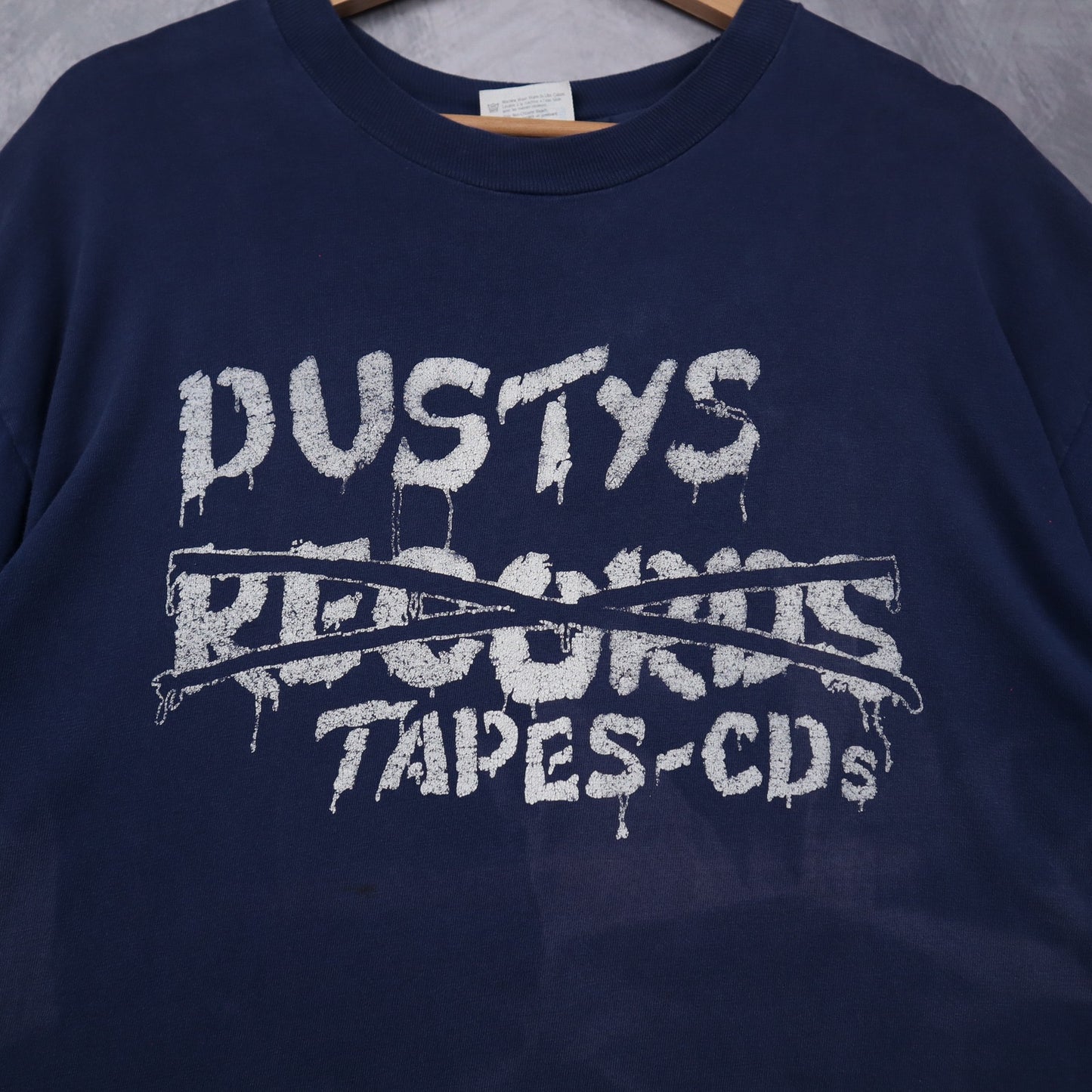 90s Navy Blue Dustys Records Tapes-CDs Shirt 4649