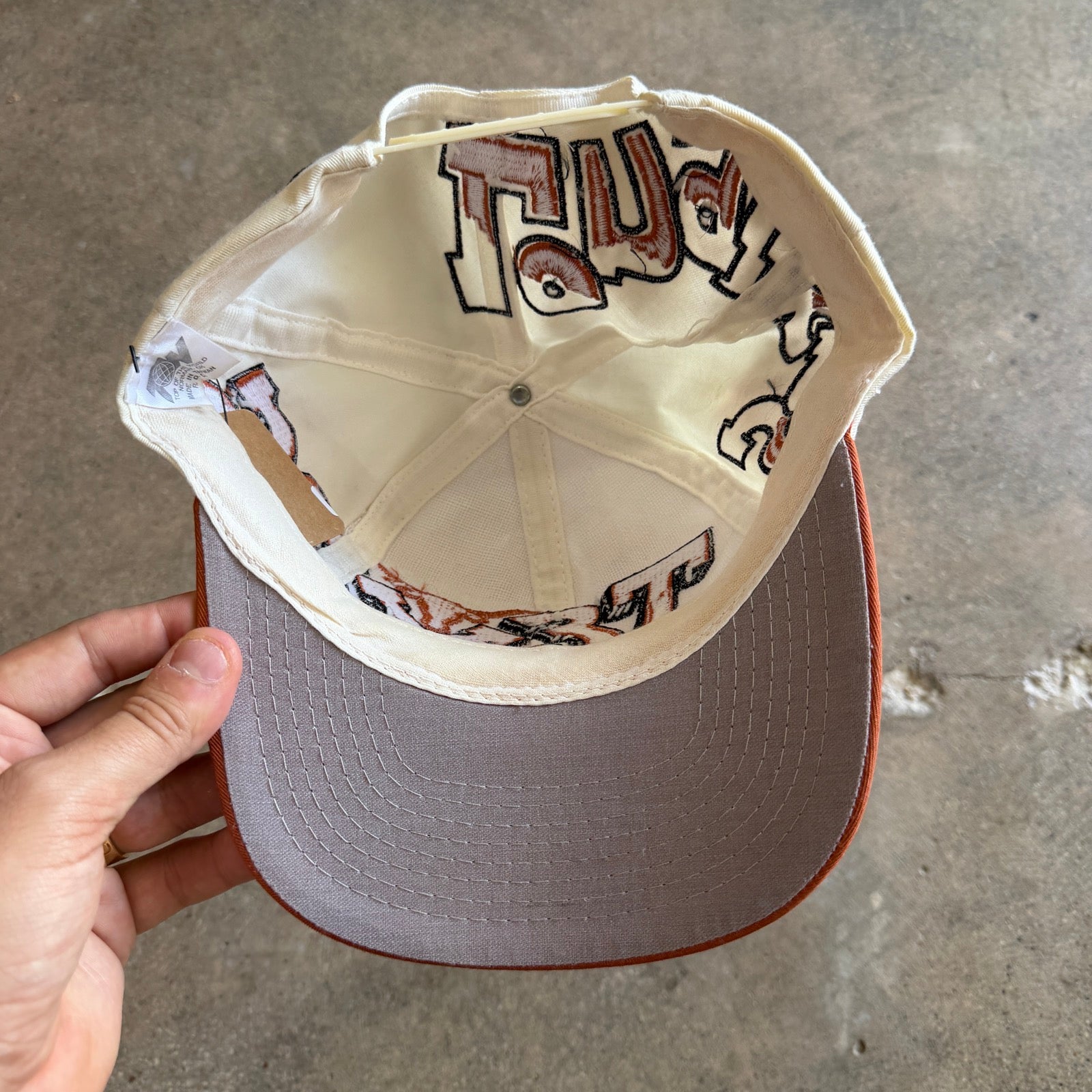 90s Cream Texas Longhorns Graffiti Snapback Hat 5767