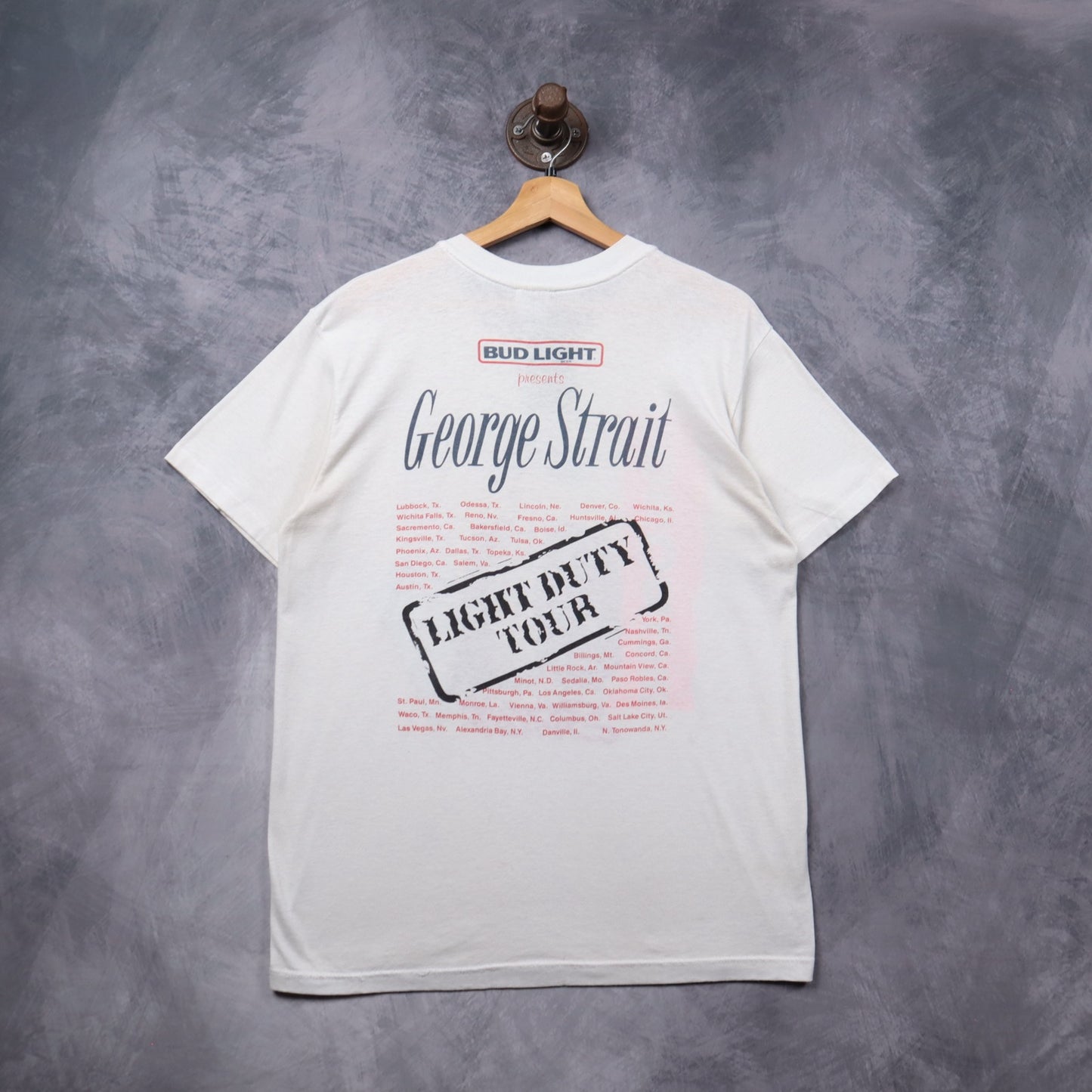 90s White George Strait Livin' It Up Light Duty Tour Shirt 5340