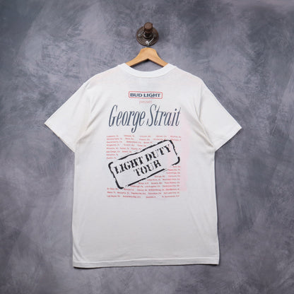 90s White George Strait Livin' It Up Light Duty Tour Shirt 5340