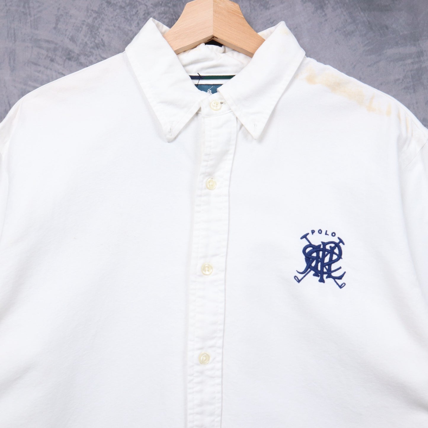 Early 2000s White Polo Ralph Lauren Crest Custom Fit Button Up Shirt 5545