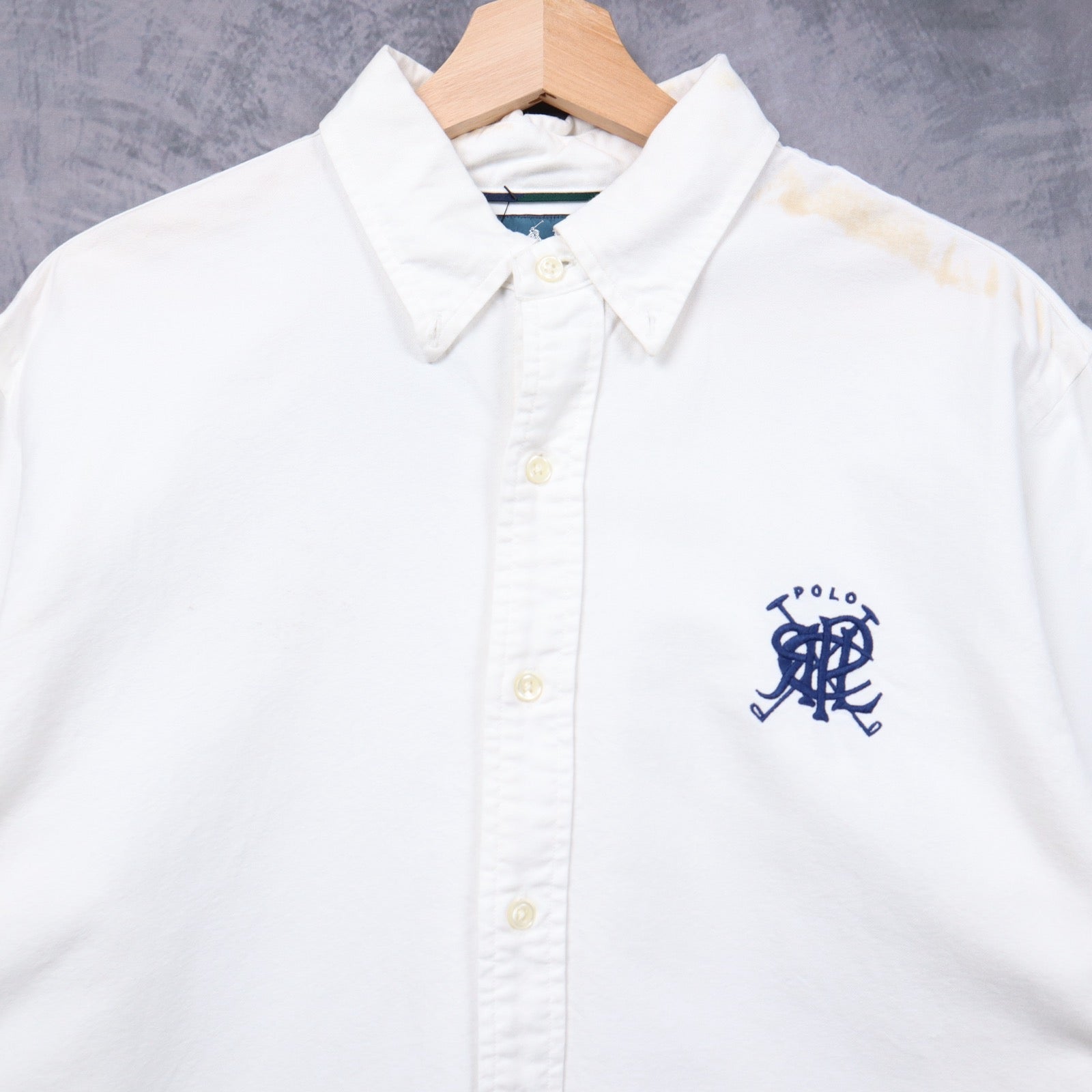 Early 2000s White Polo Ralph Lauren Crest Custom Fit Button Up Shirt 5545
