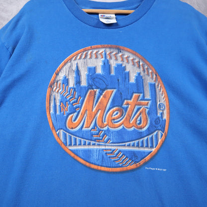 1997 Blue New York Mets Logo Shirt 4679