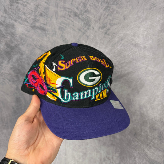 1997 Black Green Bay Packers Super Bowl XXXI Champions Snapback Hat 6888