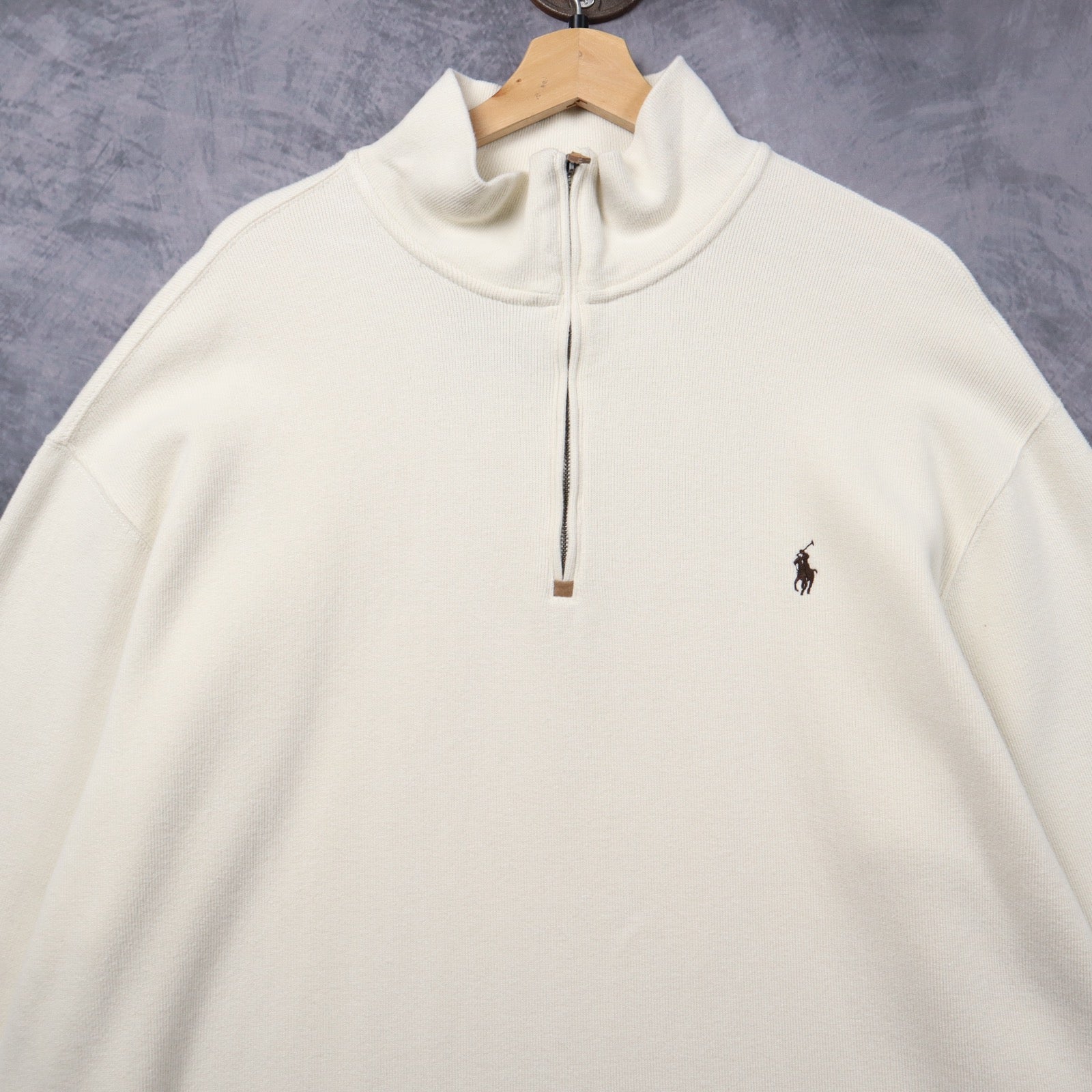 Early 2000s Cream Polo Ralph Lauren Quarter Zip Sweatshirt 5410