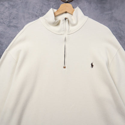 Early 2000s Cream Polo Ralph Lauren Quarter Zip Sweatshirt 5410