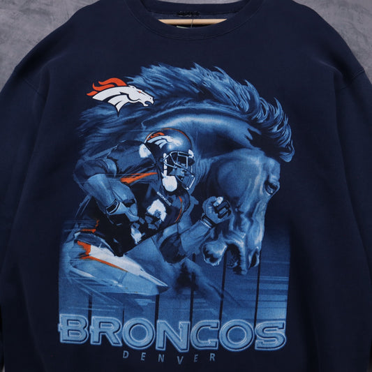 00s Navy Blue Denver Broncos Crewneck Sweatshirt 6532