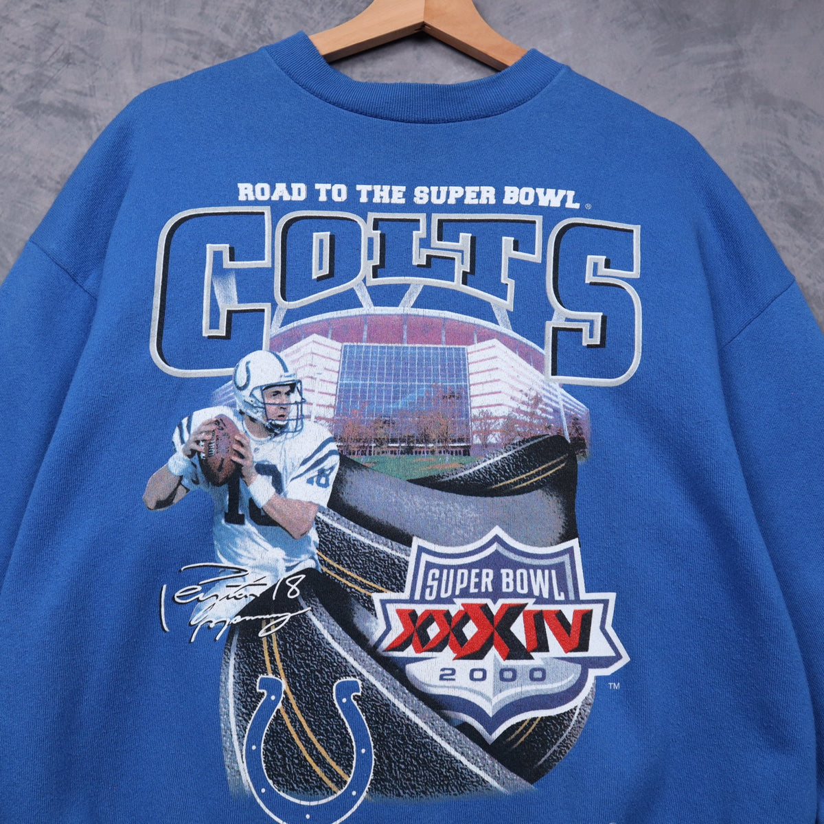 2000 Blue Indianapolis Colts Road To The Super Bowl Crewneck Sweatshirt 6582