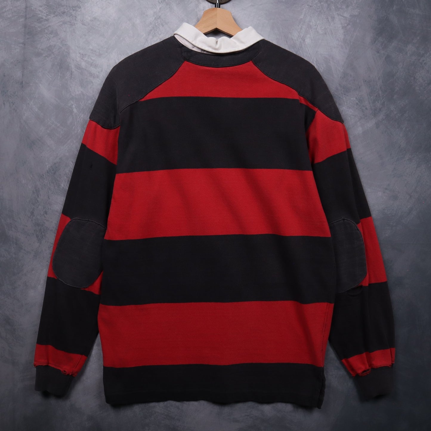 90s Red Black Polo Ralph Lauren Striped Rugby Shirt 4696