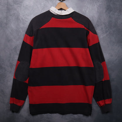 90s Red Black Polo Ralph Lauren Striped Rugby Shirt 4696