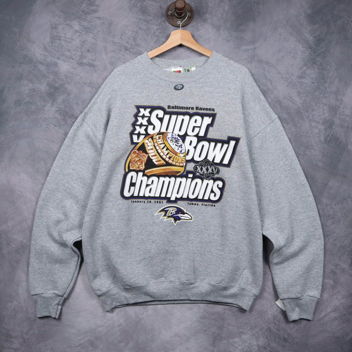 2001 Grey Baltimore Ravens Super Bowl Champions Crewneck Sweatshirt 6456