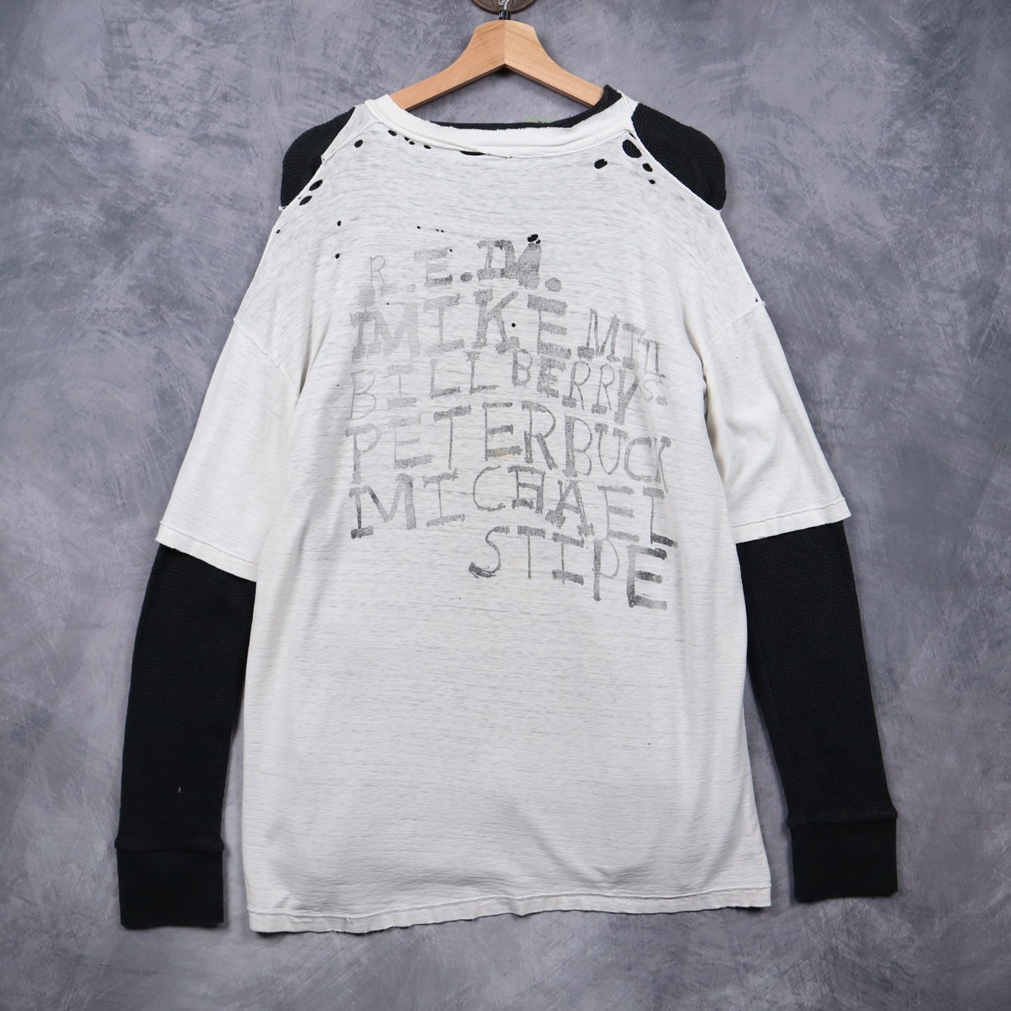 1988 White R.E.M. Distressed Turn You Inside Out Shirt 4978