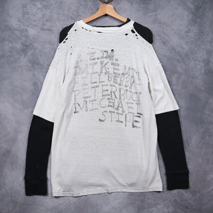 1988 White R.E.M. Distressed Turn You Inside Out Shirt 4978