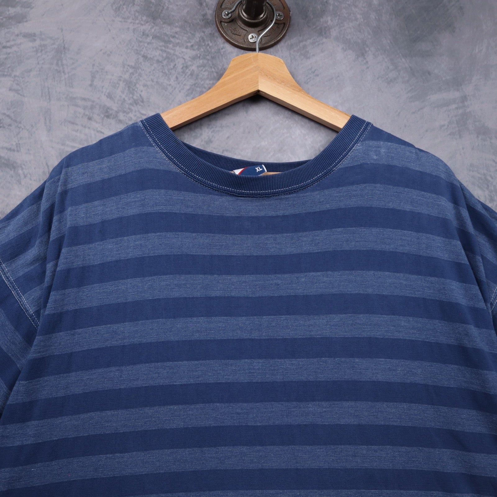 90s Blue Bike Striped Shirt 5506