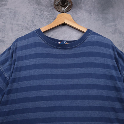 90s Blue Bike Striped Shirt 5506