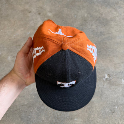 90s Black and Orange Texas Longhorns Hook 'Em Hat 5771