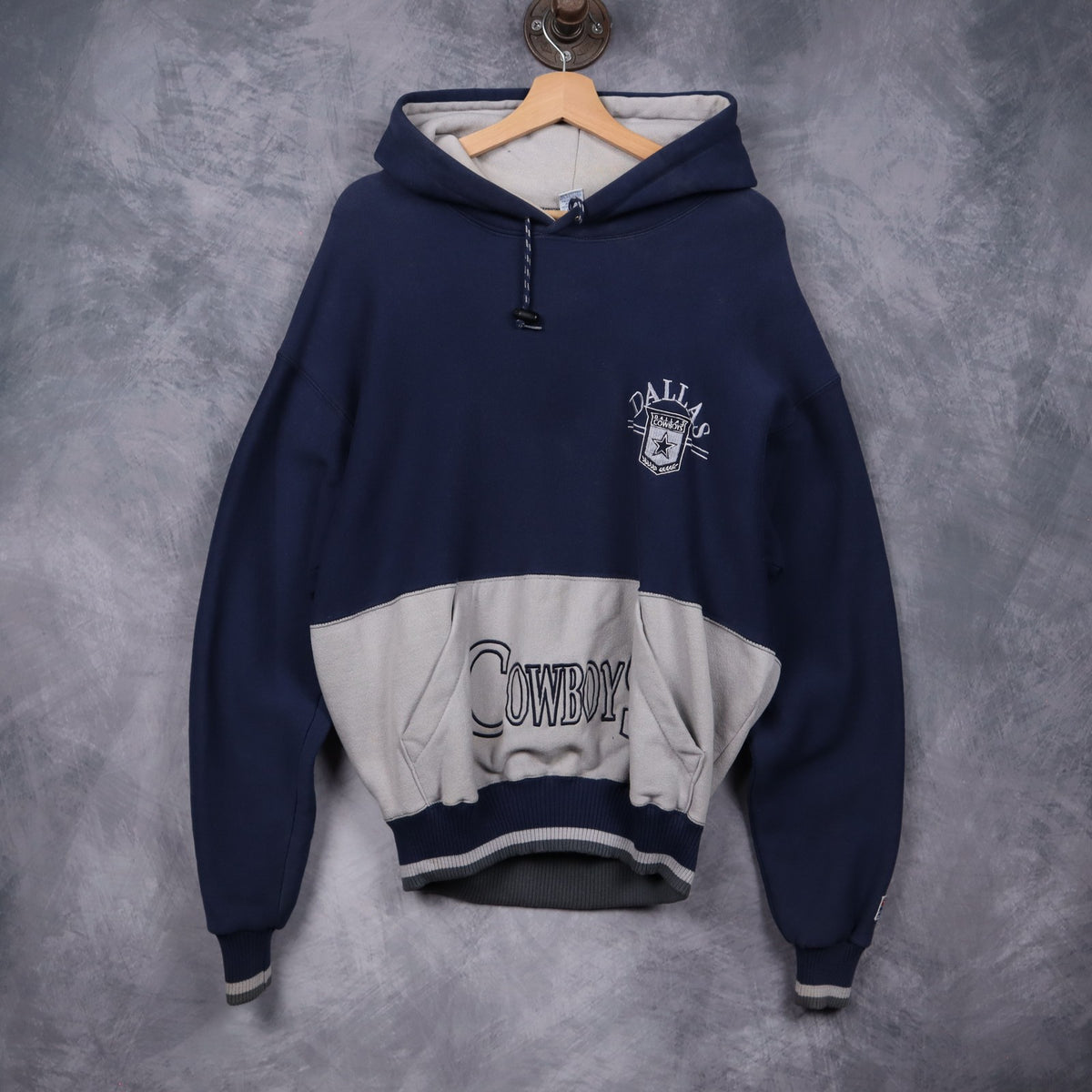 90s Navy Blue Dallas Cowboys Two Tone Hoodie 6610