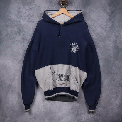 90s Navy Blue Dallas Cowboys Two Tone Hoodie 6610