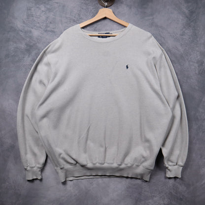 90s Grey Polo Ralph Lauren Essential Logo Crewneck Sweatshirt 5404