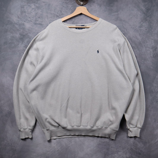 90s Grey Polo Ralph Lauren Essential Logo Crewneck Sweatshirt 5404