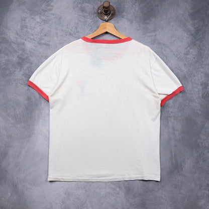 70s White Sunbury YMCA Spring Run Ringer Shirt 5570