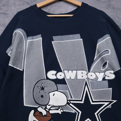 90s Navy Blue Dallas Cowboys Snoopy Crewneck Sweatshirt 6620