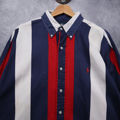 90s Ralph Lauren Blaire Vertical Striped Long Sleeve Button Up Shirt 4700