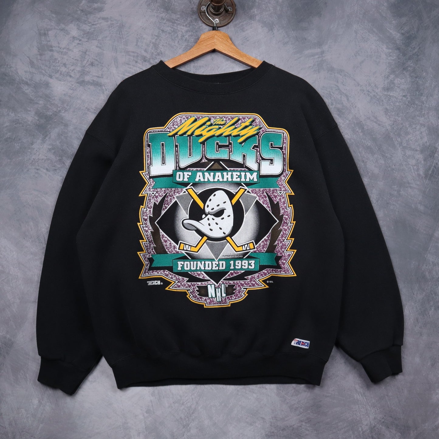 1993 Black Mighty Ducks Of Anaheim NHL Crewneck Sweatshirt 5104
