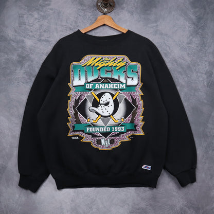 1993 Black Mighty Ducks Of Anaheim NHL Crewneck Sweatshirt 5104