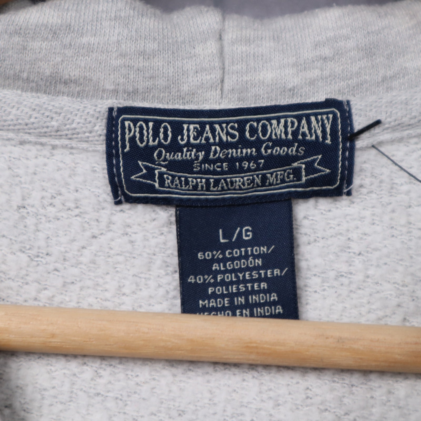 Early 2000s Heather Gray Polo Jeans Company Ralph Lauren Zip Up Hoodie 5318