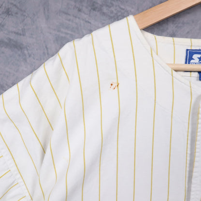 90s White Green Bay Packers Starter Pinstripe Baseball Jersey 6688
