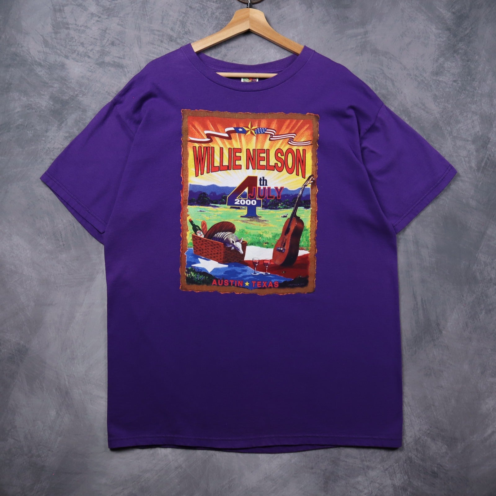 2000 Purple Willie Nelson 4th of July Austin Texas Shirt 5451