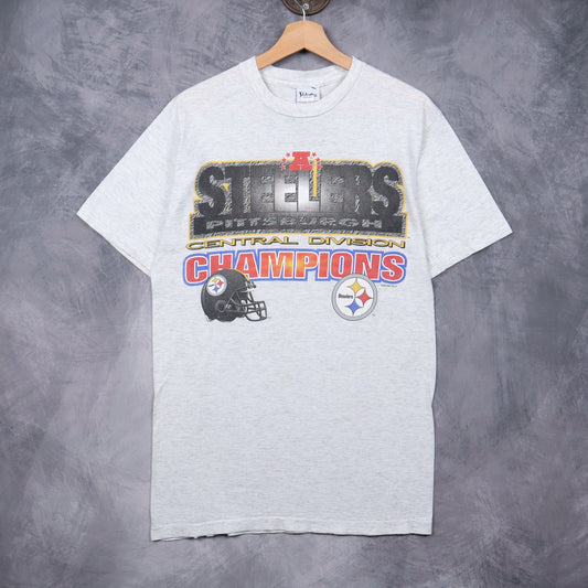 1996 Grey Pittsburgh Steelers Central Division Champions Shirt 6705