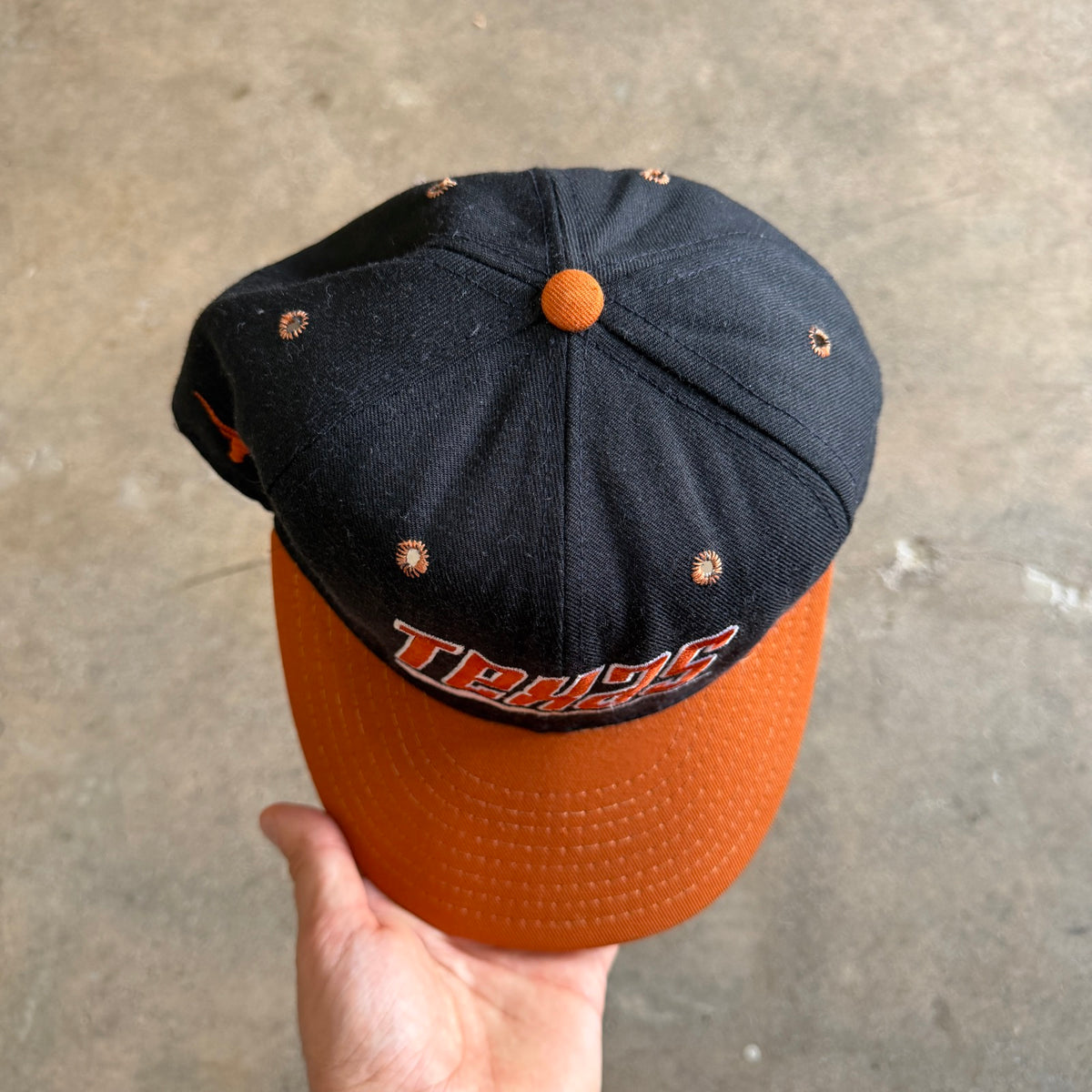 90s Black Texas Longhorns Snapback Hat 5803