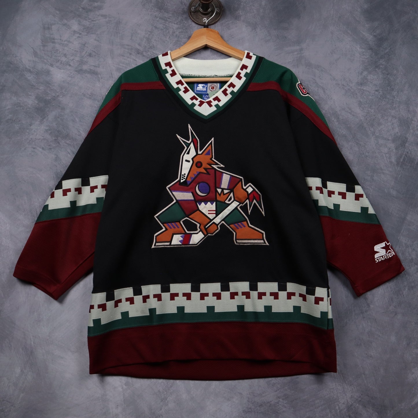 90s Black Phoenix Coyotes Starter Hockey Jersey 4834