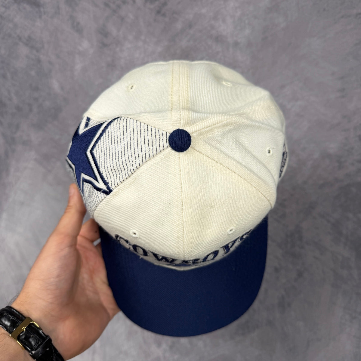90s Cream Dallas Cowboys Sports Specialties Snapback Hat 6858