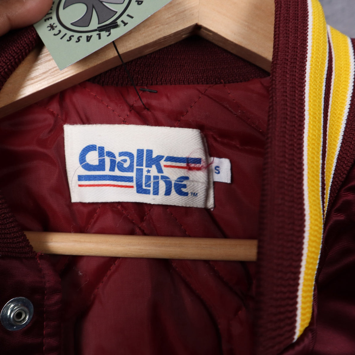 90s Red Washington Redskins Chalk Line Satin Bomber Jacket 6734