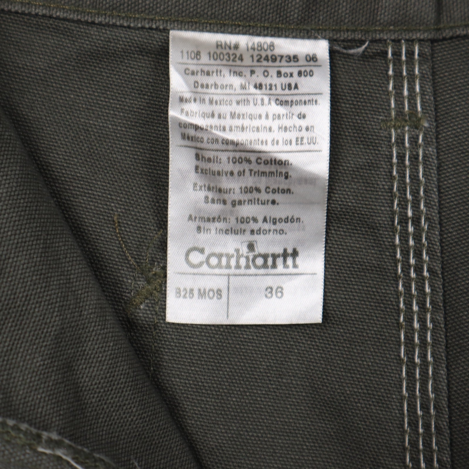 Y2K Olive Green Carhartt Washed Duck Work Shorts 5182