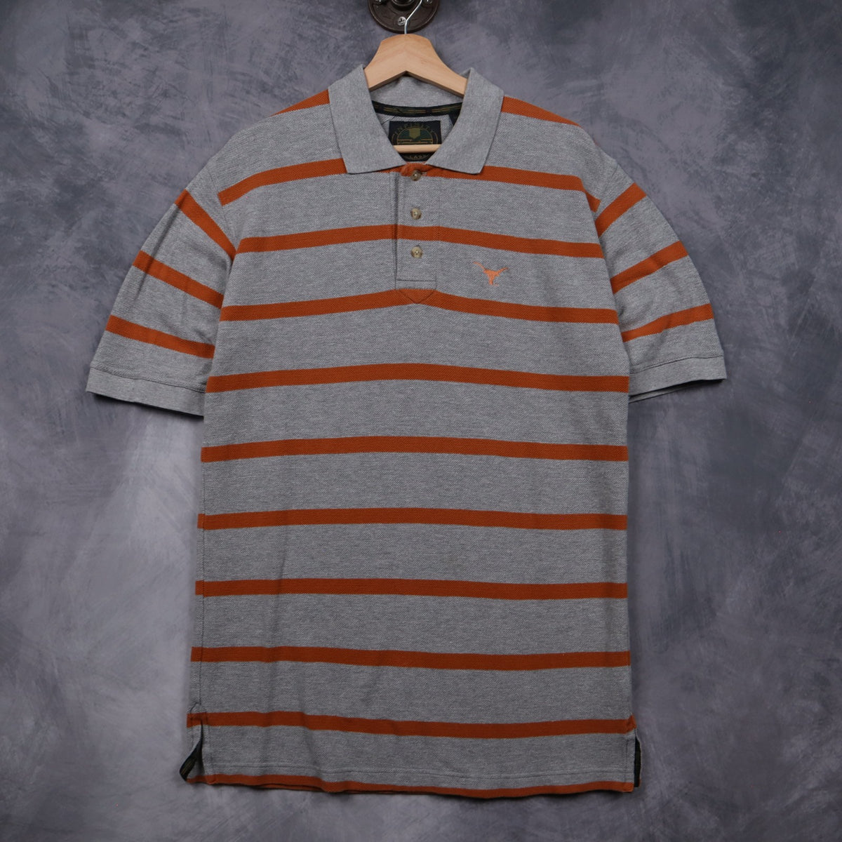 90s Grey Texas Longhorns Striped Polo Shirt 5891
