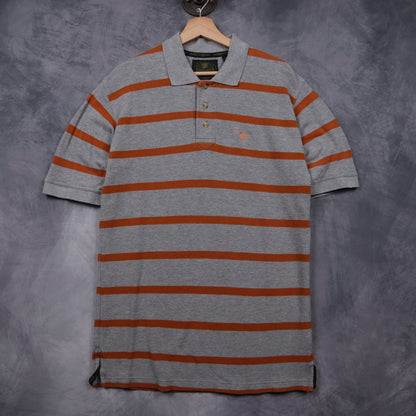 90s Grey Texas Longhorns Striped Polo Shirt 5891