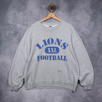 1996 Grey Detroit Lions Football Crewneck Sweatshirt 6490