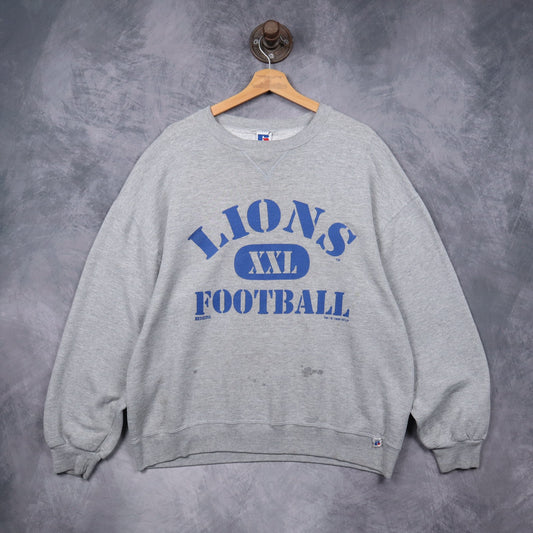 1996 Grey Detroit Lions Football Crewneck Sweatshirt 6490