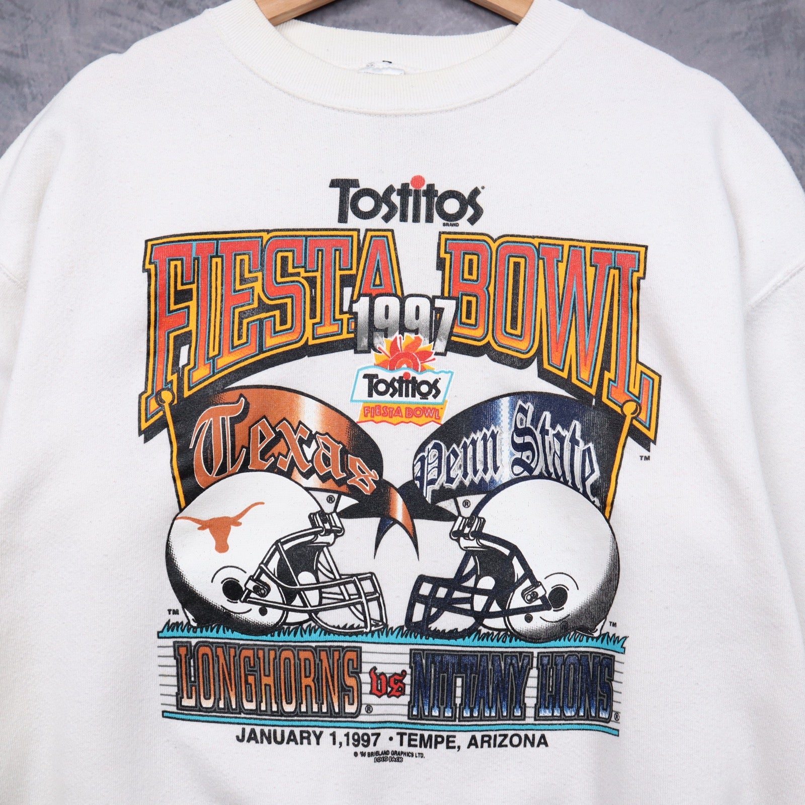 1997 White Fiesta Bowl Texas vs Penn State Crewneck Sweatshirt 5719
