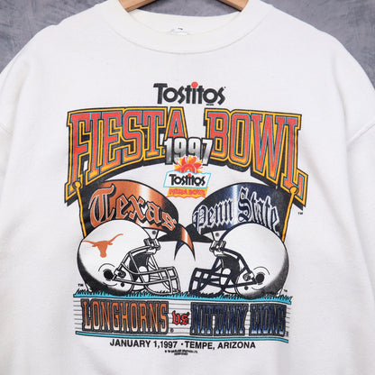 1997 White Fiesta Bowl Texas vs Penn State Crewneck Sweatshirt 5719