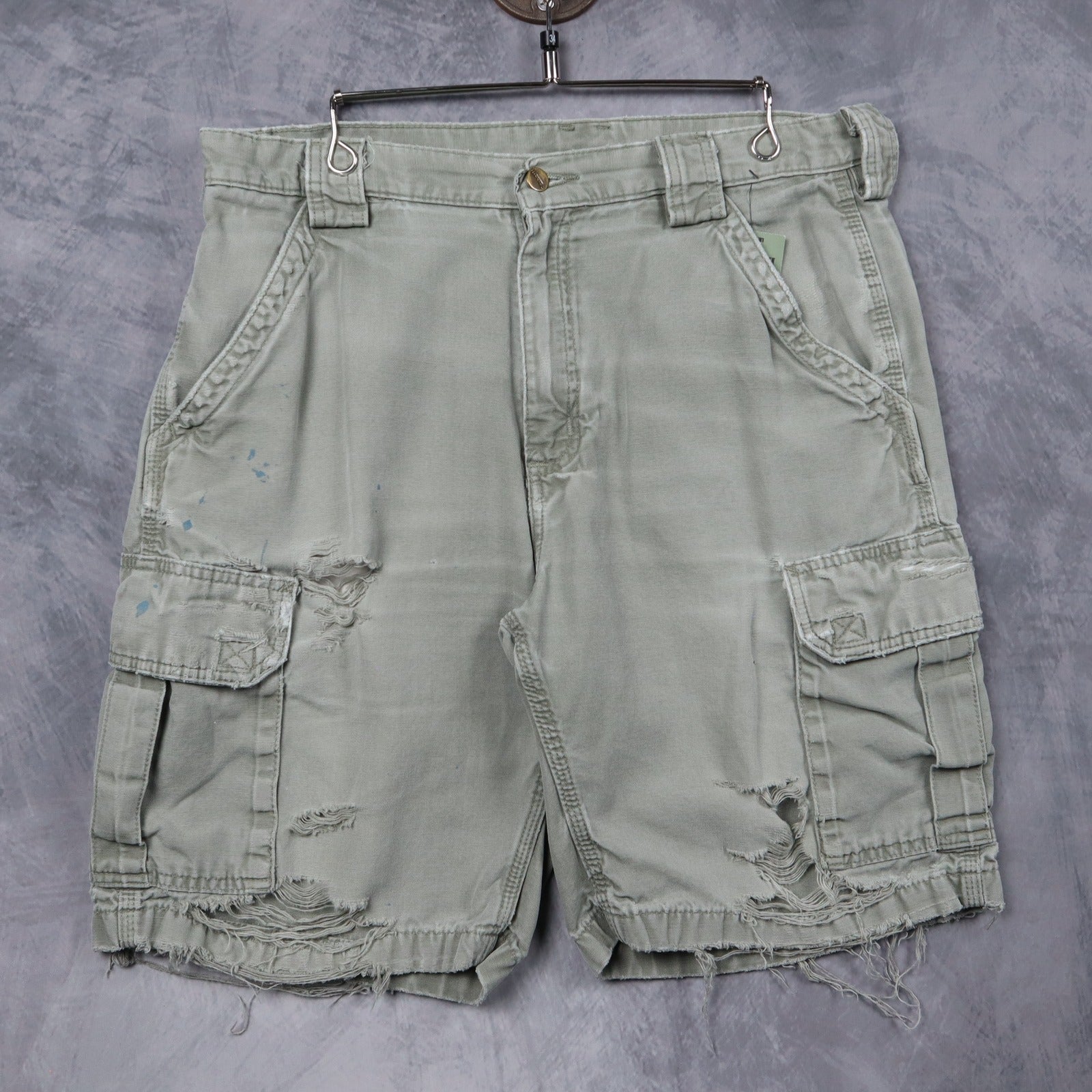 90s Sage Green Carhartt Distressed Cargo Shorts 5198