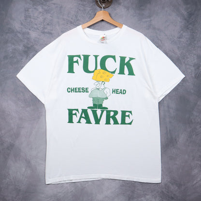 90s White Fuck Favre Cheese Head Shirt 6693
