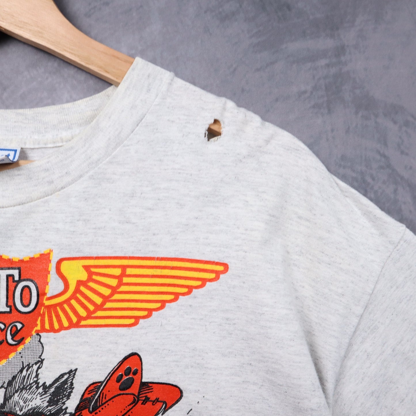 90s Heather Grey ToTo Ace Biplane Shirt 5397
